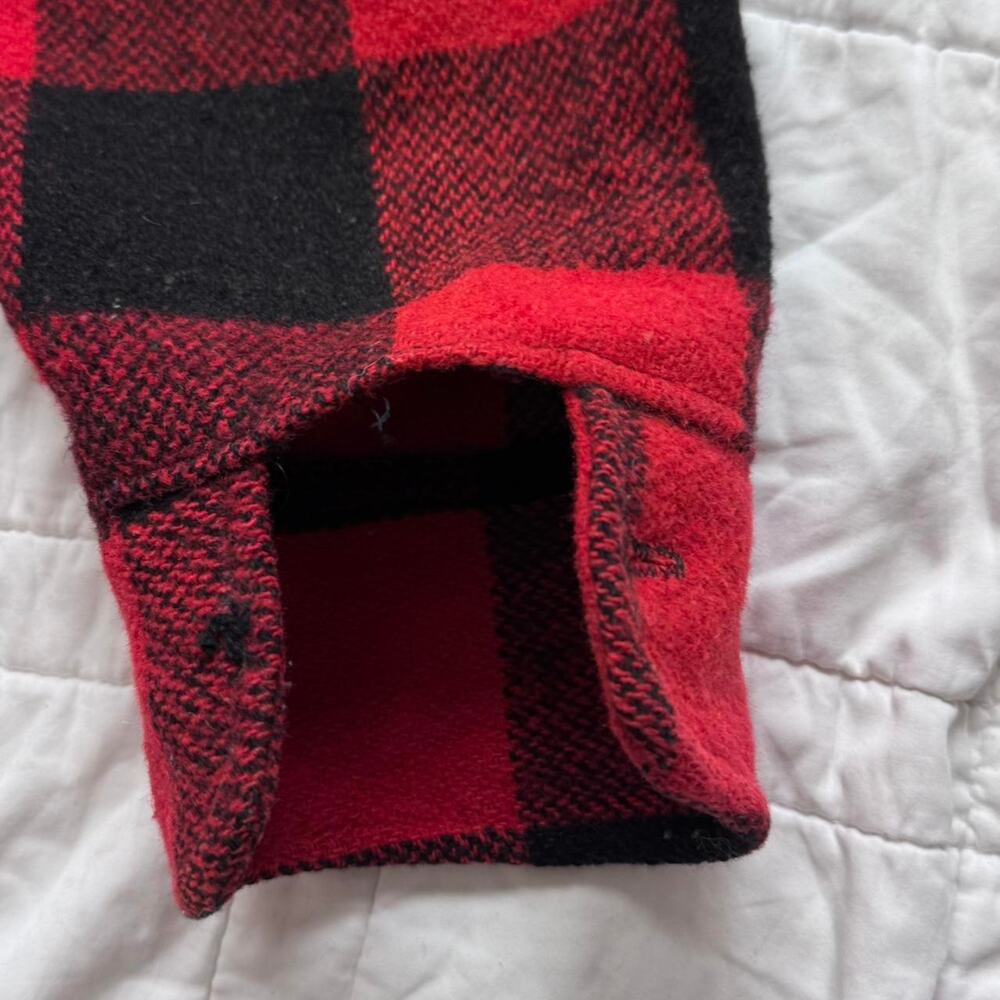 VTG Sears Kings Road 70s flannel shirt mens M red buffalo plaid wool blend retro - Picture 6 of 8